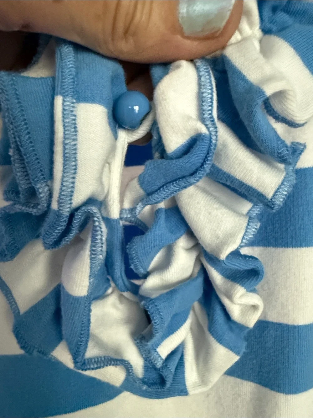 kate spade Blue and White Striped V-neck Ruffle mini dress